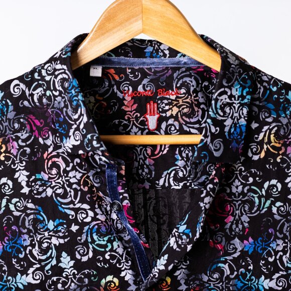 Luchiano Visconti Black Label Multicolor Baroque Cotton Shirt XL - Picture 3 of 7